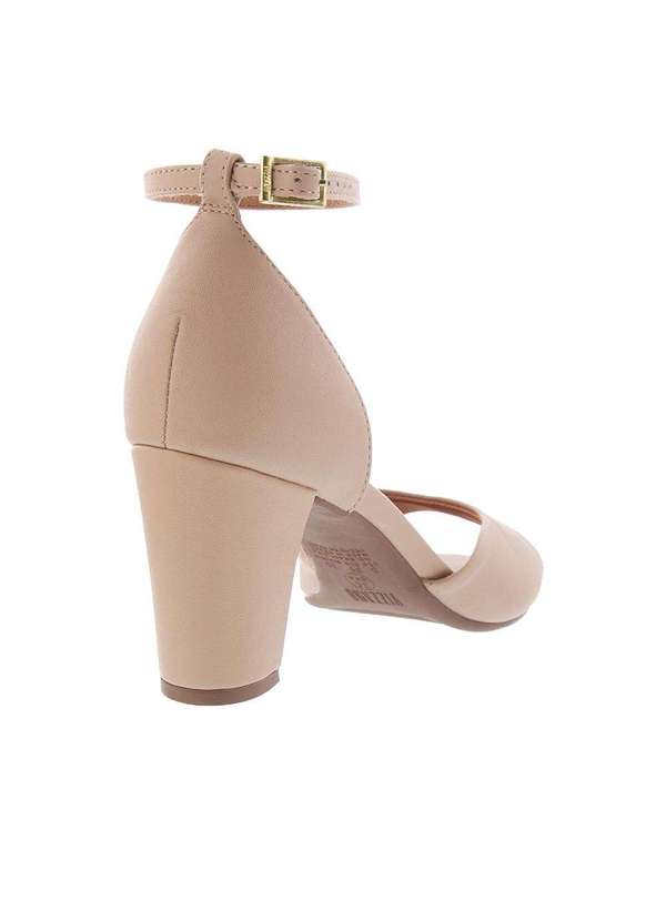 Vizzano - Sandália Vizzano Salto Grosso Detalhe Decote Bege Bege 3