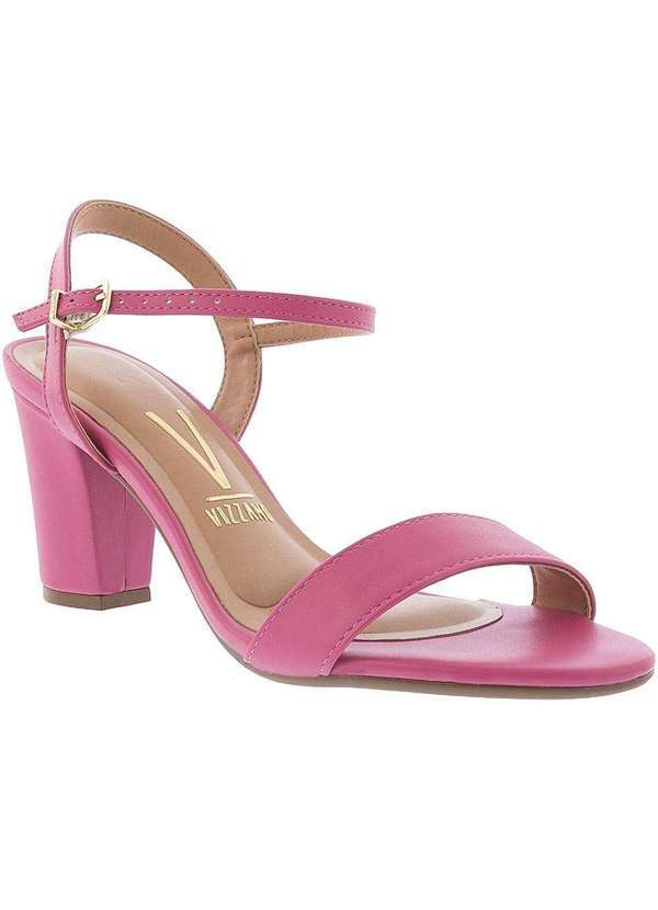 Vizzano - Sandália Vizzano Salto Grosso Detalhe Tiras Rosa Pink