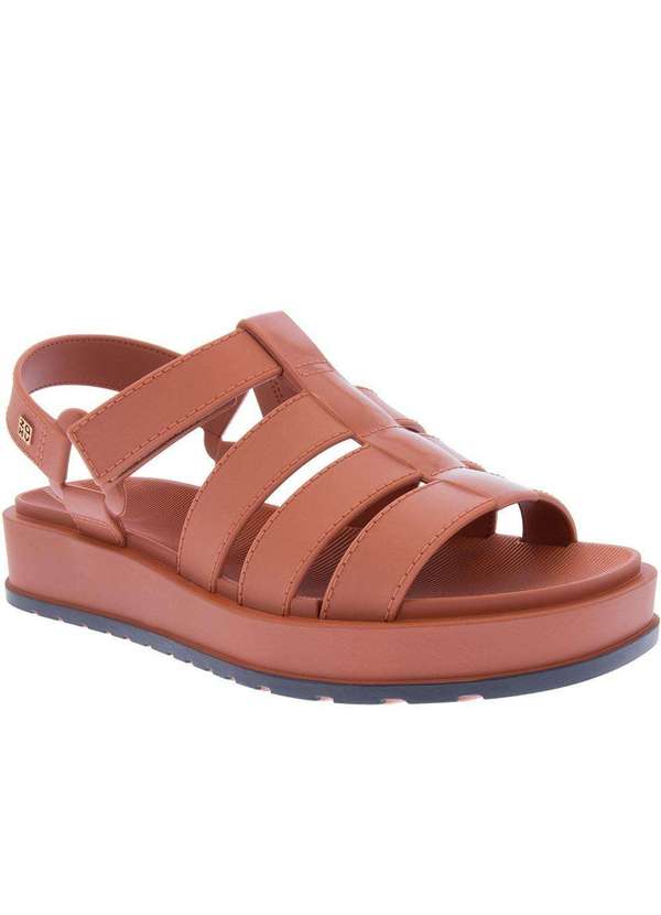 Zaxy - Sandália Zaxy Conectada Flatform Elos Fecho Contato Coral Nude
