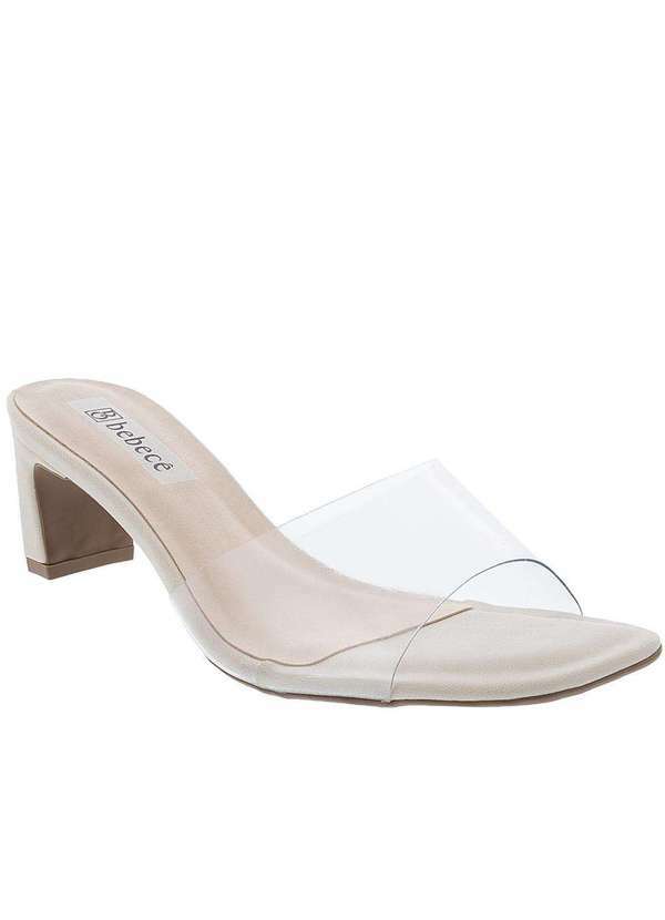 Bebecê - Tamanco Bebecê Salto Grosso Tira Vinil Off White Off-White
