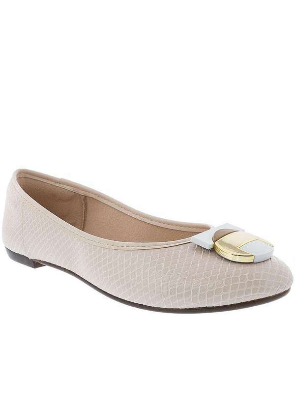 Moleca - Sapatilha Moleca Detalhe Fivela Textura Snake Off White 5669119 Off-White