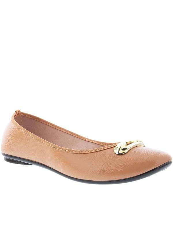 Moleca - Sapatilha Moleca Detalhe Fivela Verniz Caramelo Nude