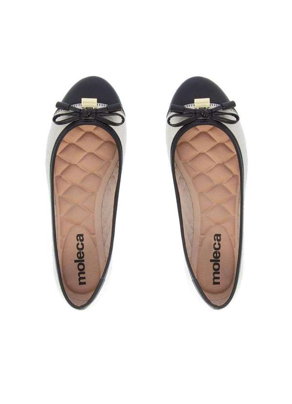 Moleca - Sapatilha Moleca Laço Matelassê Recortes Verniz Off White Colorido 5