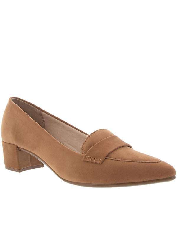 Beira Rio Conforto - Scarpin Beira Rio Salto Grosso Nobuck Caramelo Caramelo
