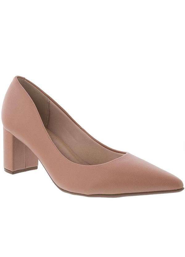 Beira Rio - Scarpin Beira Rio Salto Grosso Texturizado Nude Nude