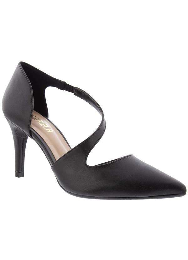 Gabriela - Scarpin Gabriela Aberto Salto Fino Detalhe Tira Elástico Preto Preto