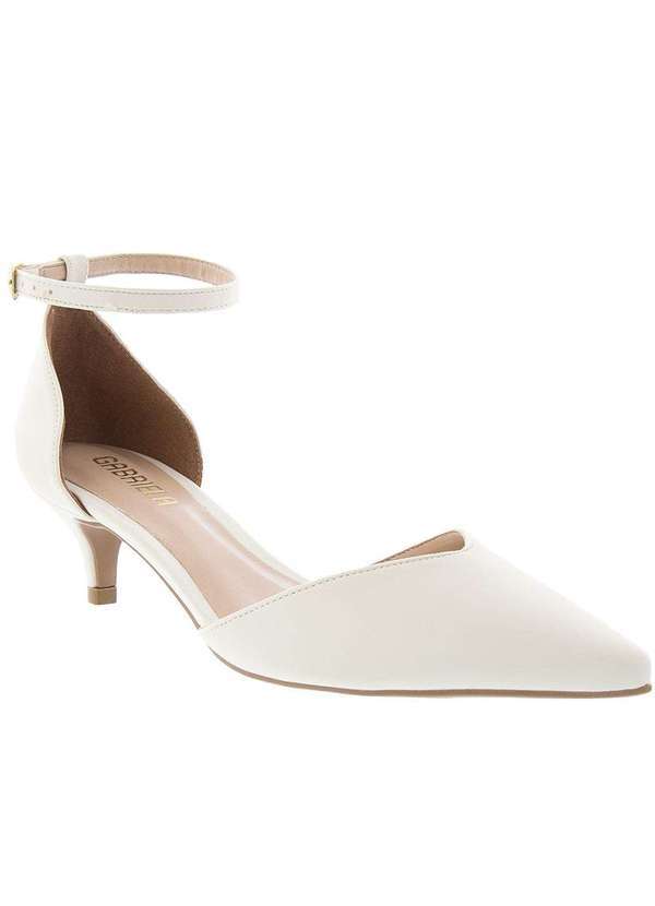 Gabriela - Scarpin Gabriela Aberto Salto Fino Detalhe Tira Off White Off-White