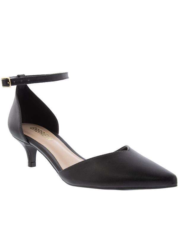 Gabriela - Scarpin Gabriela Aberto Salto Fino Detalhe Tira Preto Preto