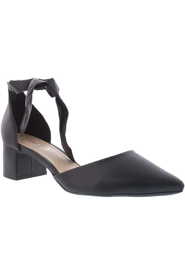 Gabriela - Scarpin Gabriela Aberto Salto Grosso Amarração Preto Preto