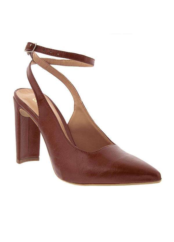 Gabriela - Scarpin Gabriela Aberto Salto Reto Detalhe Tiras Vinho Vinho