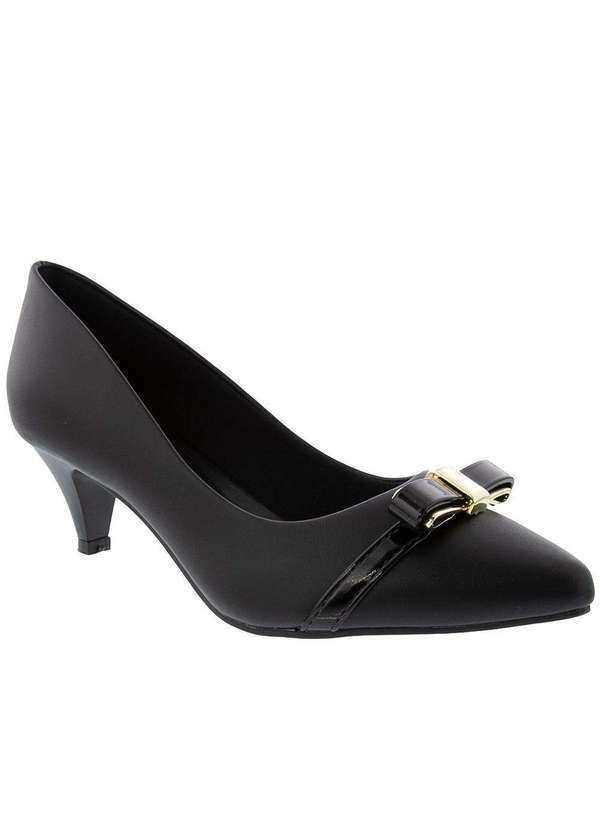 Gabriela - Scarpin Gabriela Salto Fino com Laço Preto Preto