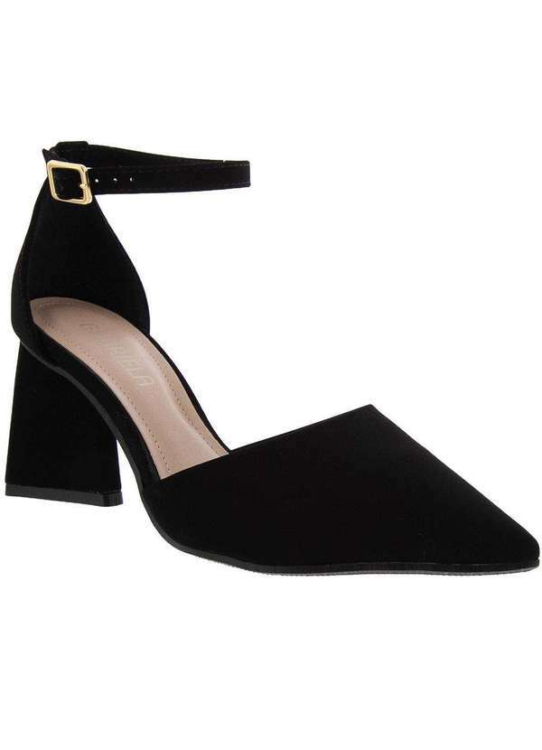 Gabriela - Scarpin Gabriela Salto Geométrico Nobuck Preto Preto