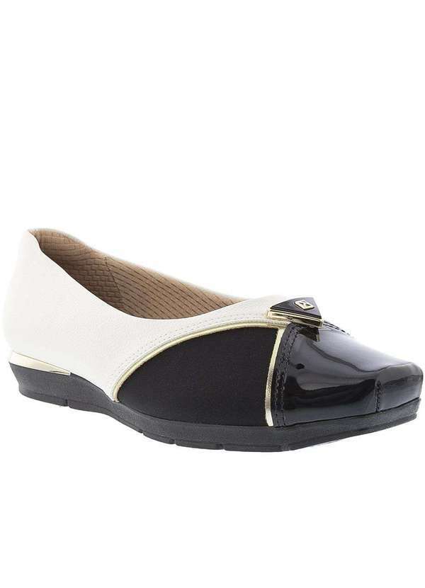 Piccadilly - Scarpin Piccadilly Conforto Anabela Recortes Verniz Branco Branco
