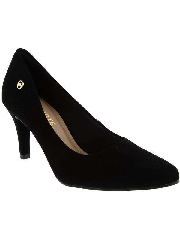 Via Marte - Scarpin Via Marte Salto Fino Nobuck Preto Preto