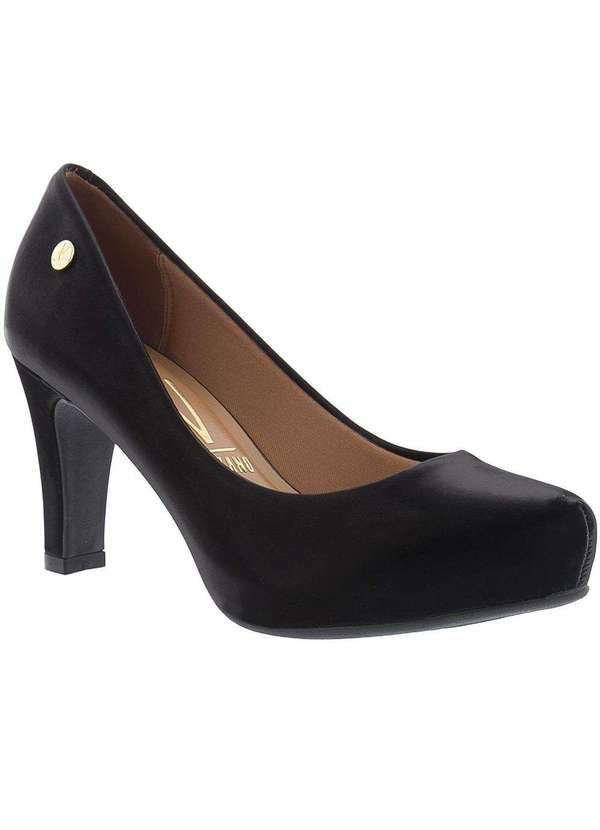 Vizzano - Scarpin Vizzano Meia Pata Aplicação Preto Preto