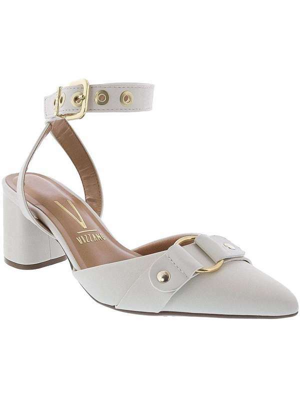 Vizzano - Scarpin Vizzano Salto Bloco com Fivela Off White Off-White