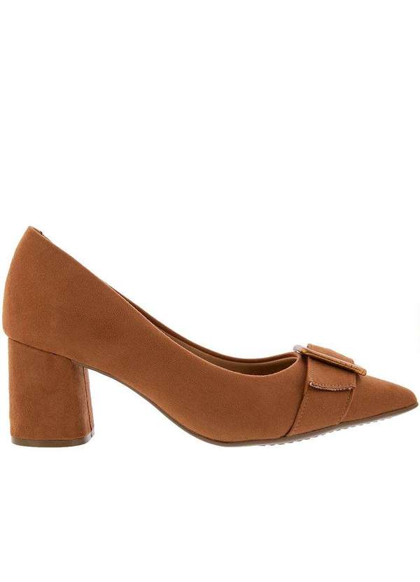 Vizzano - Scarpin Vizzano Salto Grosso Fivela Camurça Caramelo Caramelo 2