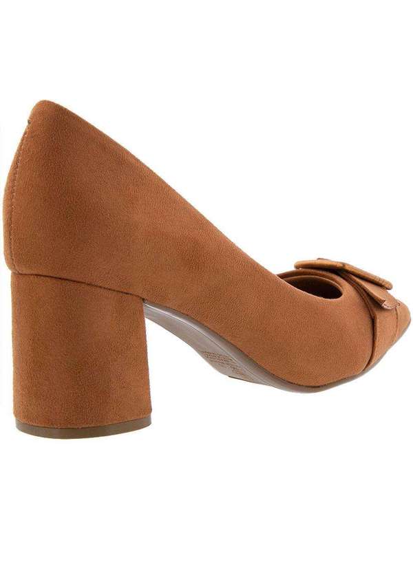 Vizzano - Scarpin Vizzano Salto Grosso Fivela Camurça Caramelo Caramelo 3