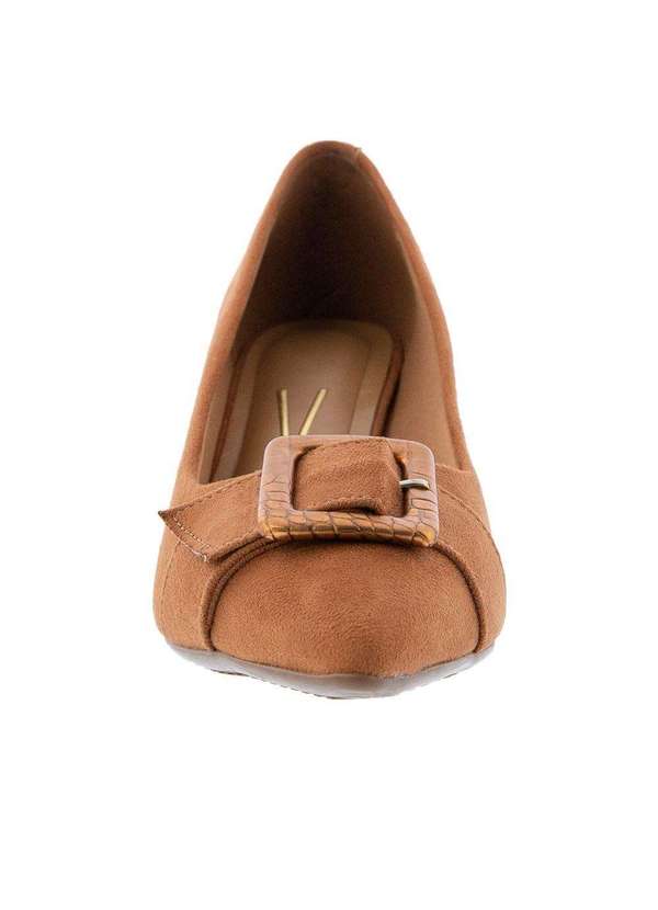 Vizzano - Scarpin Vizzano Salto Grosso Fivela Camurça Caramelo Caramelo 4
