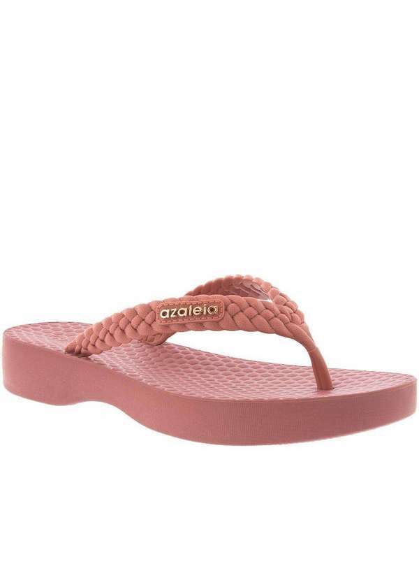 Azaleia - Tamanco Azaleia Plataforma Tiras Tressê Rosa Nude