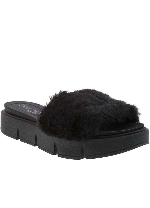 Beira Rio Conforto - Tamanco Beira Rio Conforto Plataforma com Pelugem Preto 8437100 Preto
