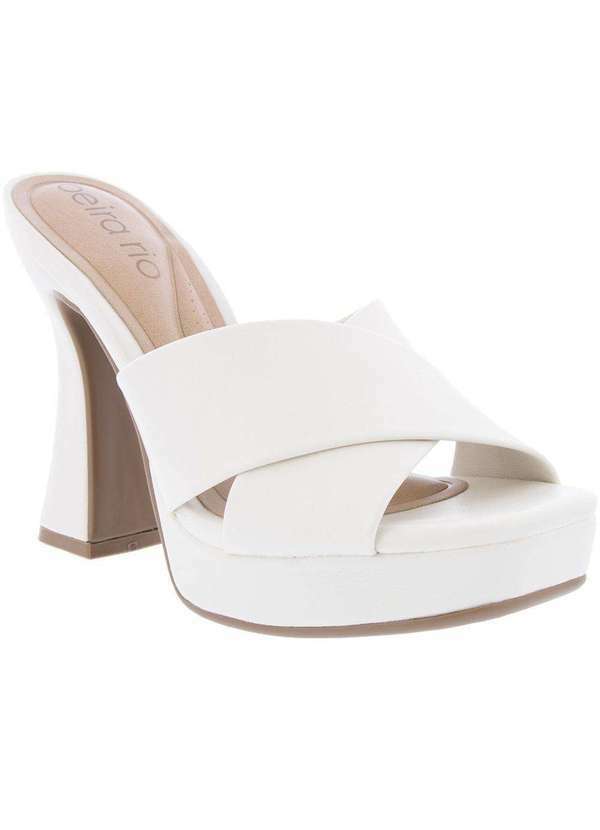 Beira Rio - Tamanco Beira Rio Meia Pata Tiras Cruzadas Off White Off-White