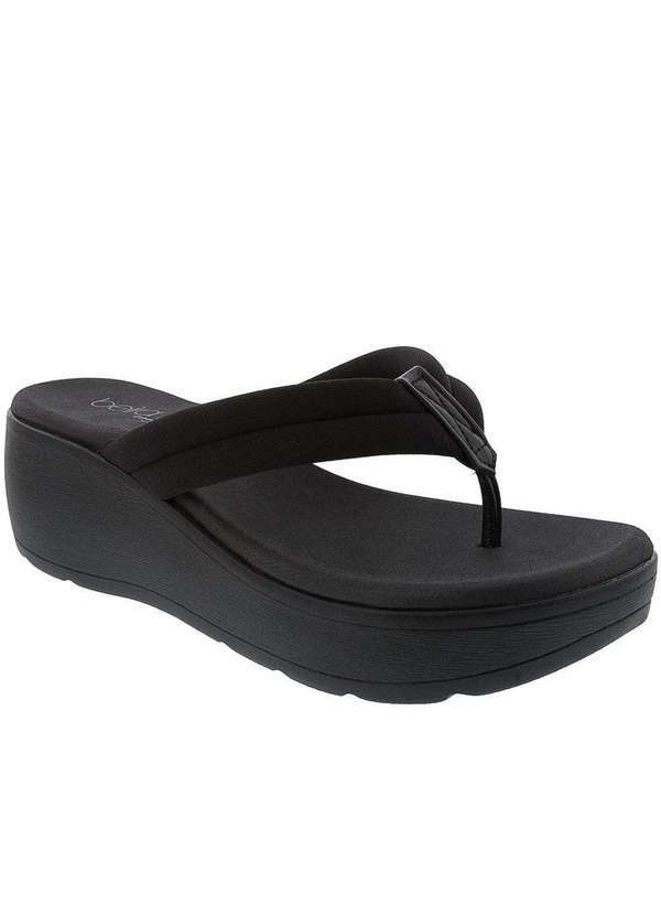Beira Rio Conforto - Tamanco Beira Rio Plataforma Matelassê Preto Preto