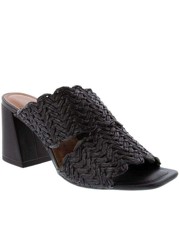 Dakota - Tamanco Dakota Salto Grosso Ráfia Preto Preto