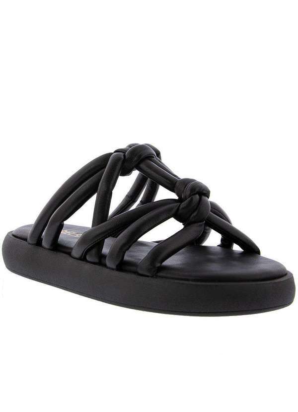 Gabriela - Tamanco Gabriela Flatform Detalhe Nós Acolchoado Preto Preto