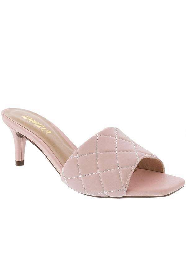 Gabriela - Tamanco Gabriela Salto Fino com Matelassê Rosa Rosa