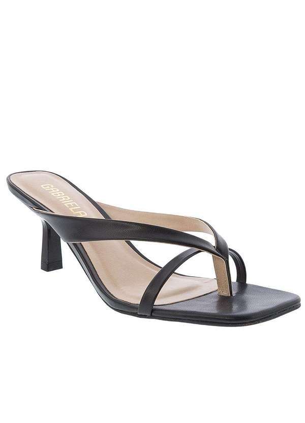 Gabriela - Tamanco Gabriela Salto Fino Detalhe Tiras Preto Preto