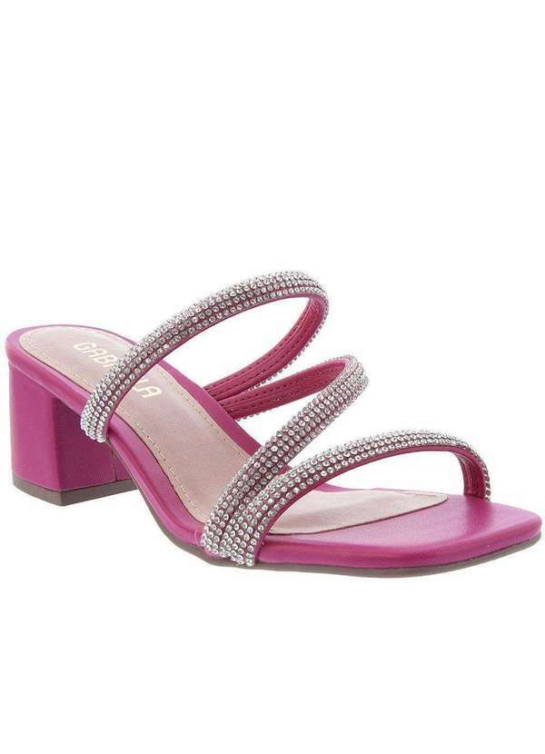 Gabriela - Tamanco Gabriela Salto Grosso Detalhe Strass Pink Pink