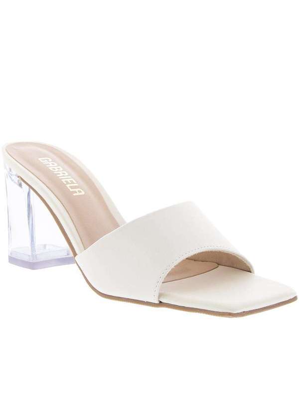 Gabriela - Tamanco Gabriela Salto Grosso Tira Larga Off White Off-White