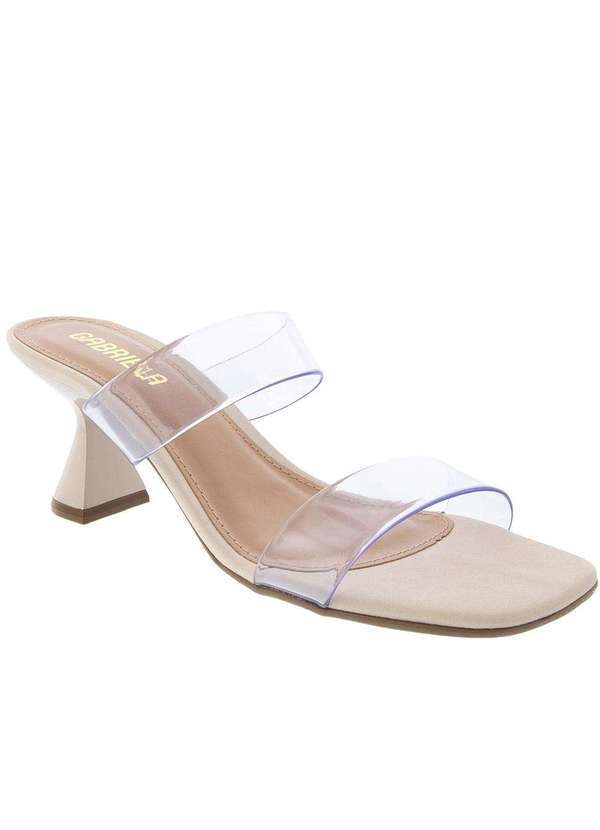 Gabriela - Tamanco Gabriela Salto Taça Tiras Vinil Off White Transparente