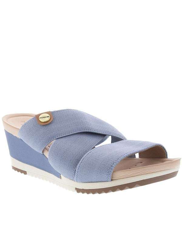 Modare Ultraconforto - Tamanco Modare Ultraconforto Anabela Tiras Elástico Jeans Azul Azul