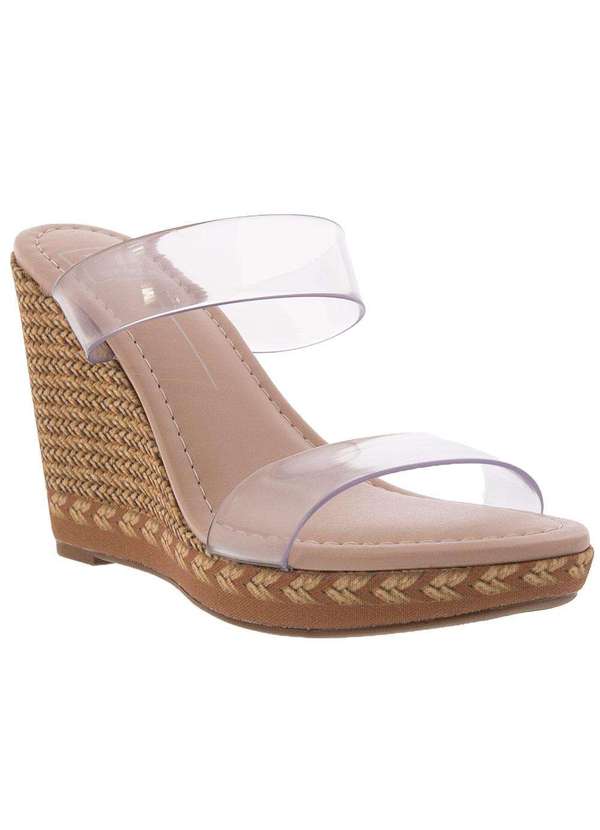 Moleca - Tamanco Moleca Plataforma Detalhe Tiras Vinil Nude Rosa 1