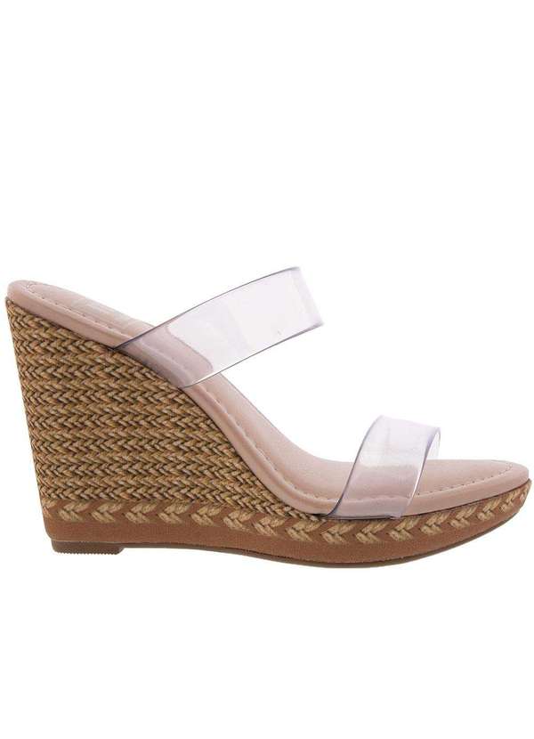 Moleca - Tamanco Moleca Plataforma Detalhe Tiras Vinil Nude Rosa 2