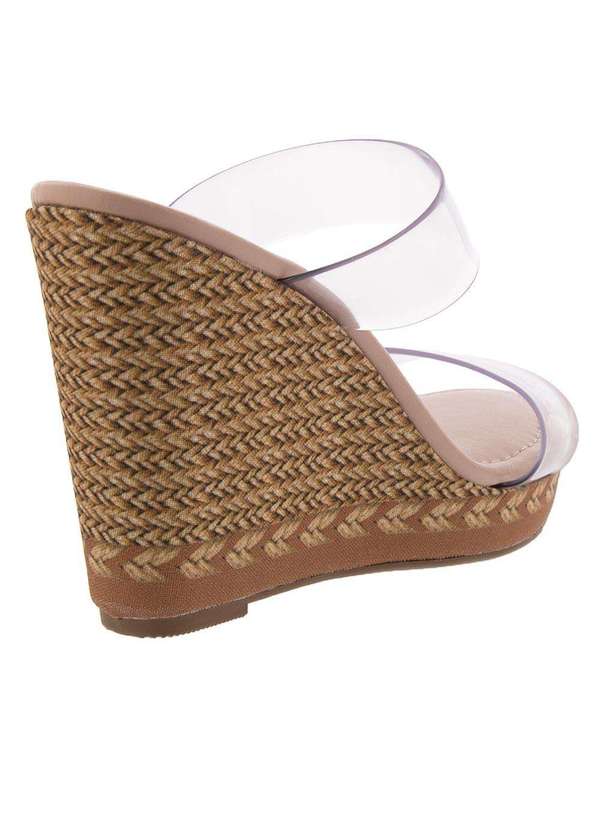 Moleca - Tamanco Moleca Plataforma Detalhe Tiras Vinil Nude Rosa 3