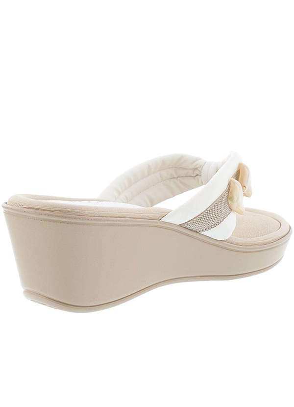 Piccadilly - Tamanco Piccadilly Anabela Detalhe Pedraria Branco Branco 3