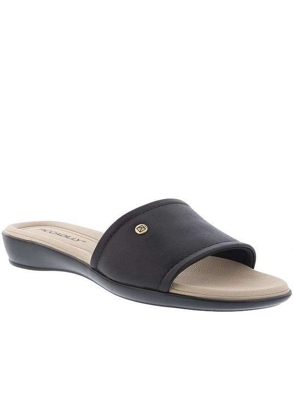 Piccadilly - Tamanco Piccadilly Anabela Tira Larga Preto Preto