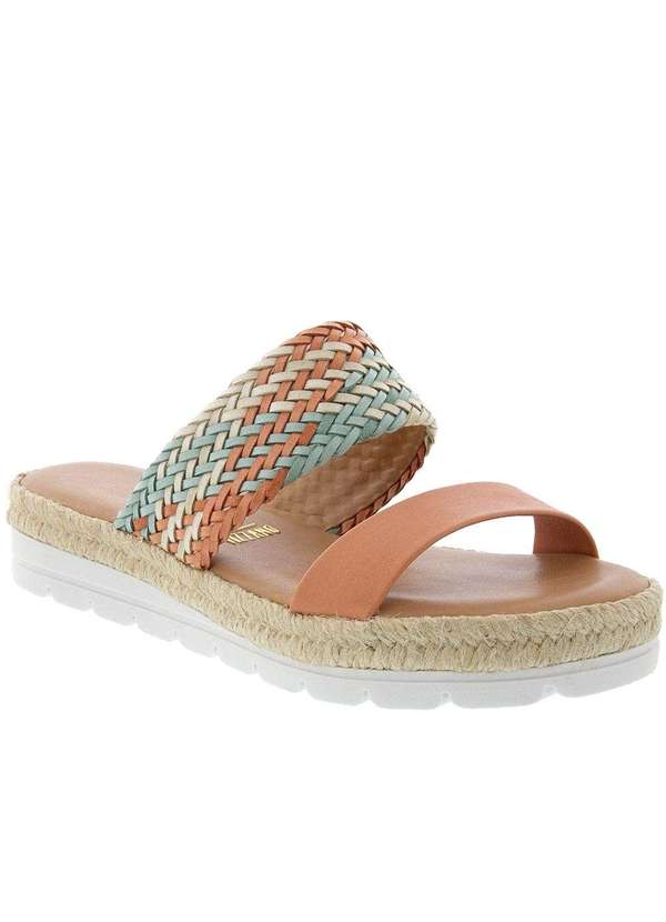 Vizzano - Tamanco Vizzano Anabela Tiras Tressê Coral Sem-Cor