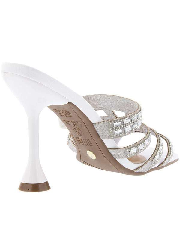 Via Marte - Tamanco Vizzano Salto Taça Pedraria Tiras Tecido Branco Prata 3