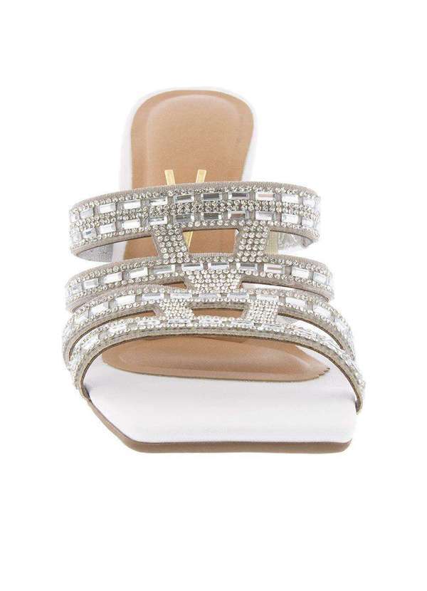 Via Marte - Tamanco Vizzano Salto Taça Pedraria Tiras Tecido Branco Prata 4