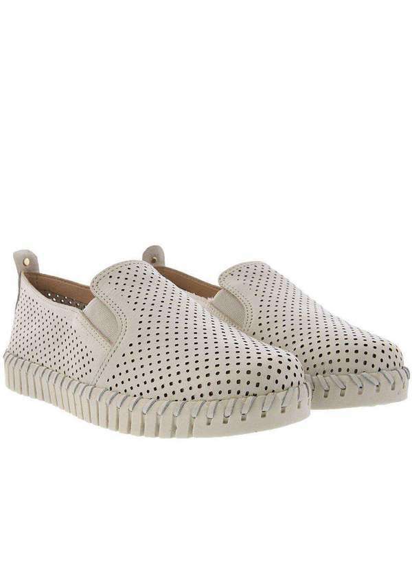 Bottero - Slip On Bottero Comfort Detalhe Perfuros Couro Off White Off-White