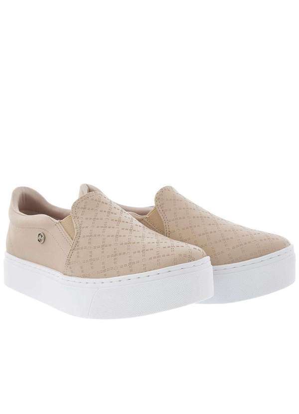 Via Marte - Slip On Via Marte Flatform Detalhe Pespontos Nude Nude