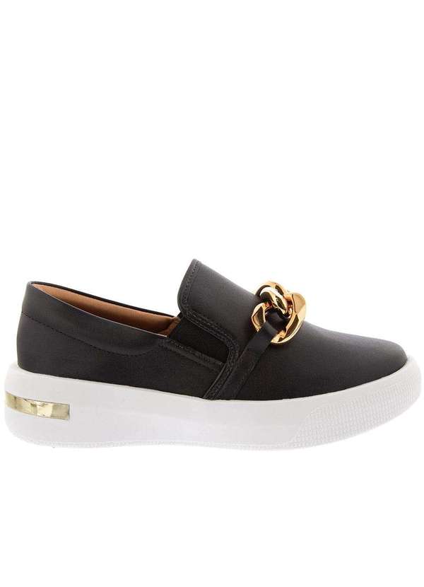 Slip On Vizzano Detalhe Corrente Metalizado Preto Preto Studio Z