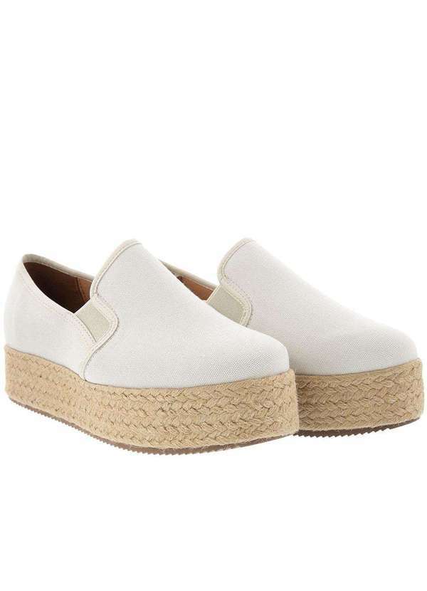 Vizzano - Slip On Vizzano Plataforma Pespontos Tecido Ráfia Off White Off-White