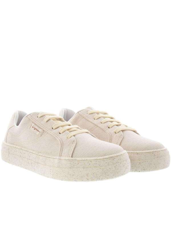 Bebecê Tênis Bebecê B/Green Flatform Pespontos Tecido Off White Ouro