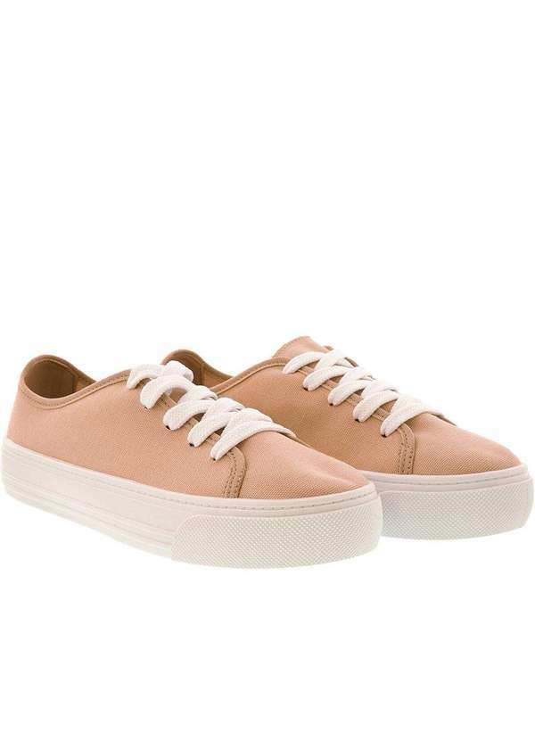 Beira Rio - Tênis Beira Rio Casual Detalhe Pespontos Tecido Nude Rosa