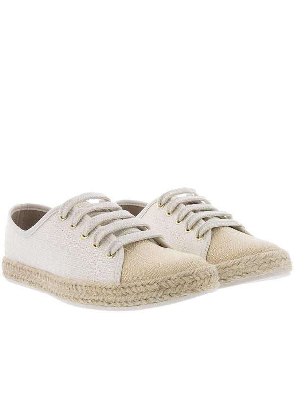 Beira Rio - Tênis Beira Rio Casual Tecido Ráfia Off White Off-White